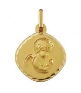 Médaille ange Raphaël priant or, un trésor de protection pour votre enfant