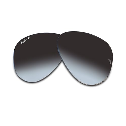 Ray-Ban Original AVIATOR LARGE METAL RB3025 58MM Crystal Blue Gradient Grey Polarized Replacement Lenses For Men For Women + BUNDLE Designer iWear Kit