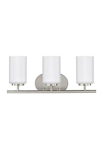Image of Generation Lighting 41162-962 Lighting Oslo Three Light Wall /Bath Brushed Nickel Finish Incandescent Lamping Type, 300 Total Watts, 8.5 Inch Height, 20 Inch Wide