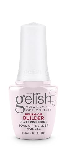 Gelish Brush-On Builder Gel – Professional Soak-Off Gel Polish for Extensions, Overlays, Nail Art – Self-Leveling, HEMA-Free, Vegan, Long-Lasting, UV/LED Curing (Light Pink Nude, 15mL)