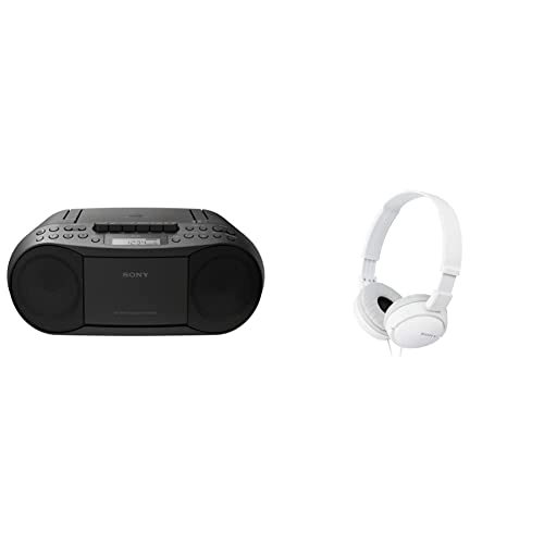 Sony Stereo Cd/Cassette Boombox Home Audio Radio, Black (Cfds70Blk), 13.7 X 6.1 X 9 Inches & Zx Series Wired On-Ear Headphones, White Mdr-Zx110 #TOP15