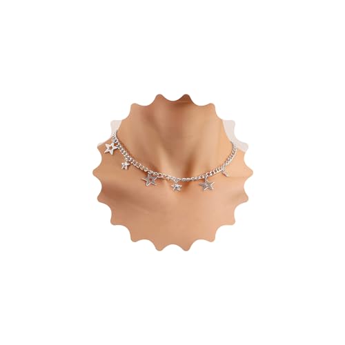 Chaîne de clavicule Boho dorée avec son petit charme et pendentif étoiles pendantes