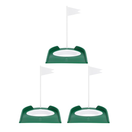 minkissy 旗付きゴルフパッティングカップ3個 - 旗付き取り外し可能な屋内パッティング練習ディスク - オフィスや初心者、プロのトレーニング用のゴルフホールカップトレーナー