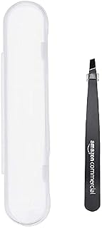 AmazonCommercial Professional Stainless Steel Slant Tip Tweezers, Eyebrow Tweezers for Your Daily Beauty Routine
