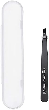 AmazonCommercial Professional Stainless Steel Slant Tip Tweezers, Eyebrow Tweezers for Your Daily Beauty Routine