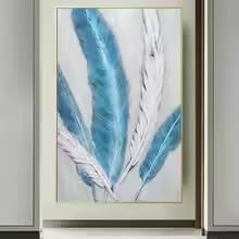 Tableau abstrait moderne bleu et or décoration murale salon toile - 5
