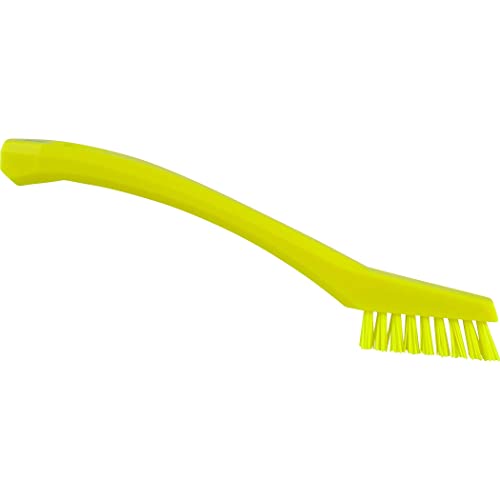 Image of Vikan - 44016 Detail Brush, Multifunctional, Slip-Resistant Cleaning Tool, Extra Stiff Polypropylene & Polyester Bristle, 8 Inch, Yellow