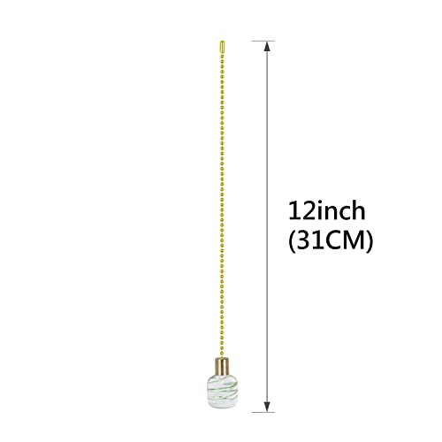 Image of Aspen Creative 20507-11, 12 inch Clear with Light Green Line Glass Knob with Pull Chain in Copper