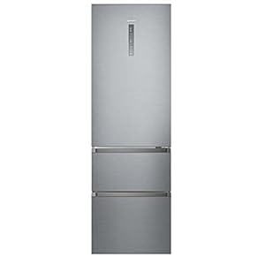 Haier HTR5619ENMG Koelvriescombinatie, 60 cm breed, 234 liter koelgedeelte, 114 liter vriesgedeelte, MyZone Plus, Humidity Zone, Total No Frost, roestvrijstalen look