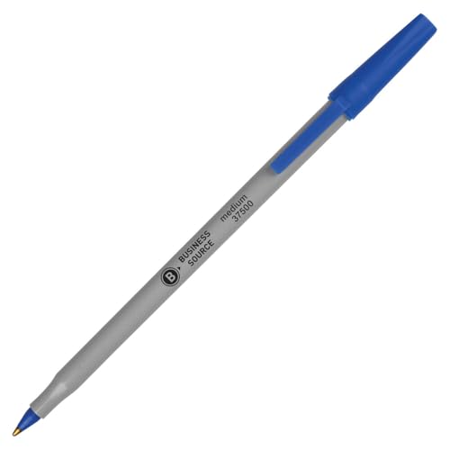 Business Source Ballpoint Stick Pens - Blue - Medium Point - Box of 60 (37532)