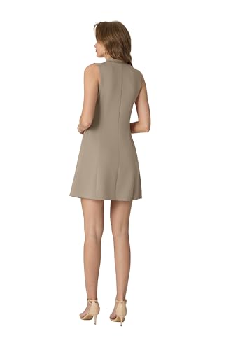 HiMONE Womens Mock Neck A Line Mini Dress with Pockets Sleeveless Trendy Capsule Wardrobe Outfit — view 4