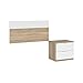 Dmora Comodino a Due cassetti con testiera per Letto Singolo da 90 cm, Colore Rovere e Bianco, cm 150 x 50 x 38