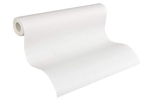 A.S. Création 248510 2485-10 Non-Woven Wallpaper 10.05 m x 0.53 m White Made in Germany, White, Can Be Painted Over, 53 x 1005 cm