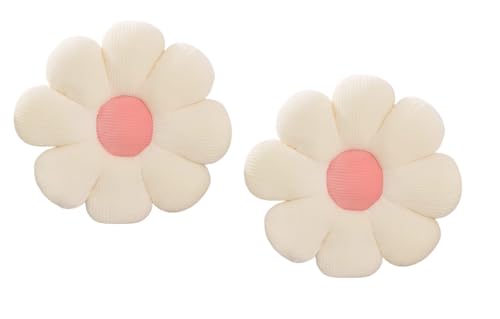 Image of RVA Sunflower Cushion Floor Pillow Flower Shape Cushion Cute Seating Pad Sunflower Chair Cushion Throw Pillow for Home Decoration for Bed Couch Chair Car Office (Pack of 2) (35 Cm) (White)