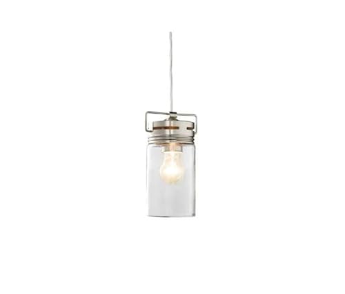 allen + roth Vallymede Brushed Nickel Mini Transitional Clear Glass Jar Pendant