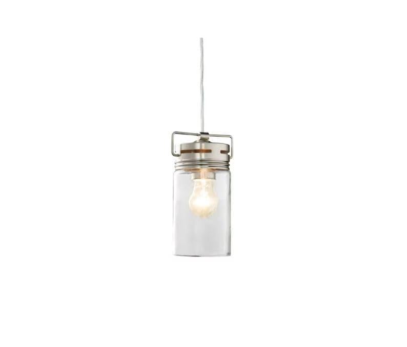 allen + roth Vallymede Brushed Nickel Mini Transitional Clear Glass Jar Pendant