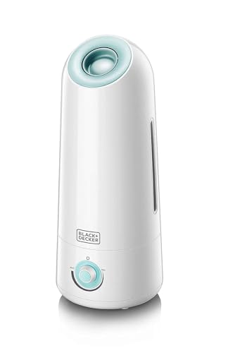 BLACK+DECKER Ultrasonic Air Humidifier 25W Large 5L Capacity Covers 430 sqft Adjustable Mist Auto Shutoff Water Level Indicator Aroma Tray for Oils - White/Green - HM5000-B5