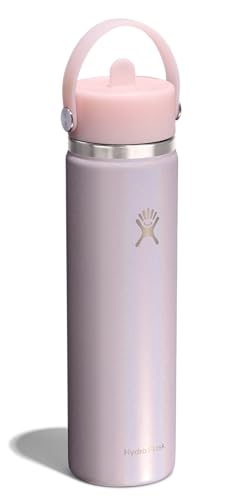 Image of Hydro Flask Water Bottle - Insulated Stainless Steel - Wide Straw Lid, Non Spill, Leakproof in 24 Oz Glimmer Pink