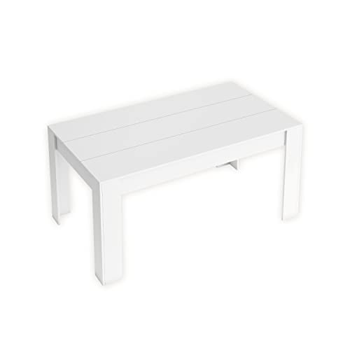 Skraut Home - Table modèle Kai, Salle à Manger de 140cm Extensible 200cm, Couleur Blanc Mat, Mesures: 90.4 Largeur x 140.4/200.4 Longueur 76.1 Hauteur