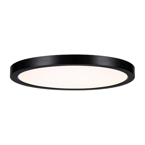 Savoy Lighting Assets 6-3333-12-BK T24 Compliant Outdoor Low Profile Flush Mount, Integrated LED 25 Watt, 1" H x 12" W, Black by Savoy House - Used condition - US$45.80