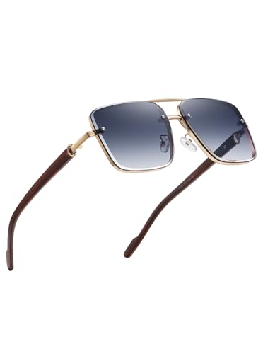 Image of Classic Mens Sunglasses Fashion Gold Frame Shades for Men UV 400 Protection Sunnies(7563)