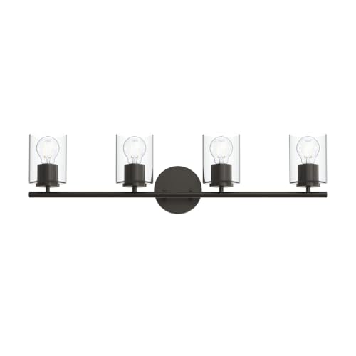 Image of Progress Lighting Replay 31.125 Inch 4-Light Vanity Light, Transitional, Antique Bronze with Clear Glass Shades, (7.875 inch H x 31.125 inch W x 6 inch D), P300584-020