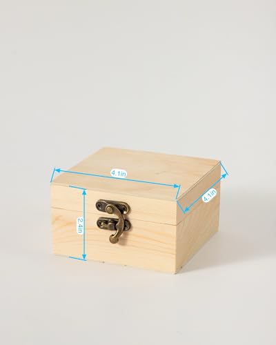 Image of 12 Piece Small Wooden Box Unfinished Wooden Treasure Box with Lids for DIY Crafts (4.1X4.1X2.4 in)