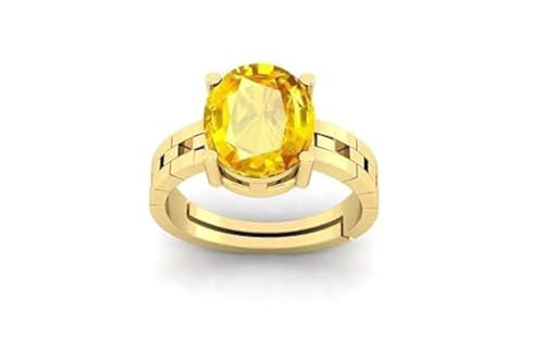 Bague saphir jaune naturel homme et femme Jupiter Panchdhatu plaqué or M1 Shree Jewelrs 5 carats