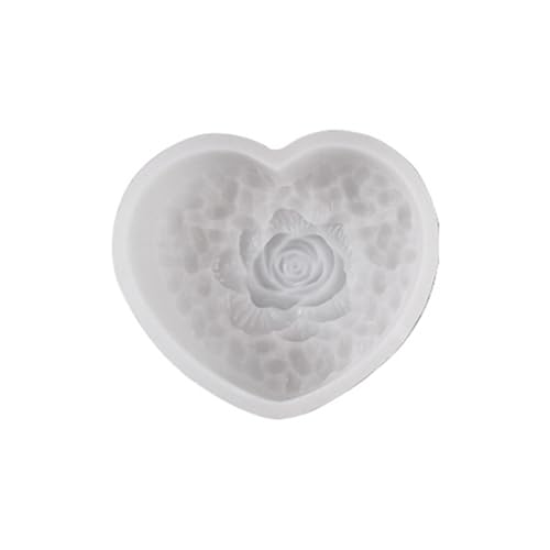 Chenxi Studio Moldes de silicona en forma de corazón con forma de rosa para hacer jabón hecho a mano, moldes de silicona de cemento y yeso para proyectos de manualidades, molde con forma de animal