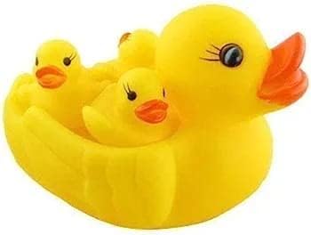 Chu Chu Sound Duck Family(4 in 1) Ducklings Bath Toys Baby Bathing Water Squeaky Lovely Floating 1 Mother with 3 Little Duck for Kids Boys & Girls Toys (Pack of 1 Set)
