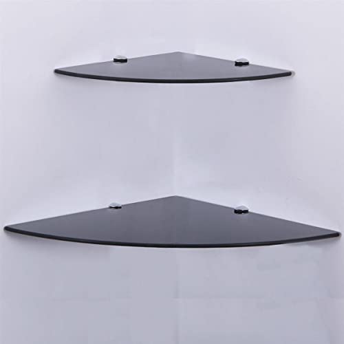 Euro Tische - mensola da parete in vetro di sicurezza monolastra da 6 mm, ideale come ripiano per il bagno, disponibile in diverse misure, (25 x 25 cm, colore: nero)