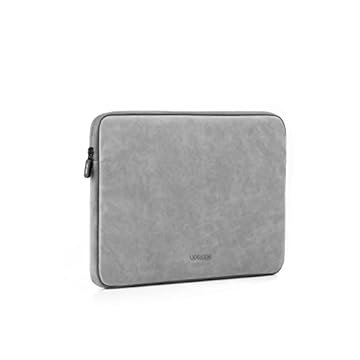 UGREEN Capa para laptop de 13,3 polegadas, couro de camurça PU, macia, acolchoada com zíper, capa compatível com MacBook Air Pro 2021, 2020 e 2019, resistente à água, pasta protetora, cinza