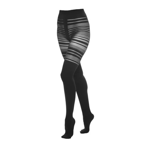 KOTEK Collants à rayures noires partiellement opaques et élastiques en nylon S M L XL, Noir , S-M