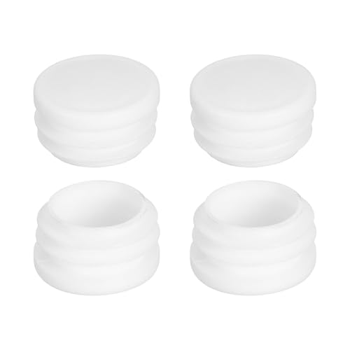 Image of uxcell 1-3 /16 inch(30mm) Round Plastic Plug, 4 Pcs White Pipe Tubing End Cap Plastic Plug Cap Insert Glide Insert for Metal Tubing Fence Table Chairs Furniture