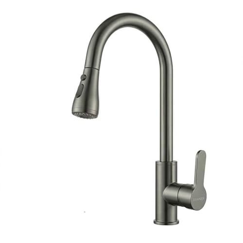 Image of EVANEX Kitchen Facuet | 304 Stainless Steel Pull Out Kitchen Faucet | 360 Degree Rotating Kitchen Tap for Sink | Water Saving Aerated Flow | Deck Mounted Sink Faucet