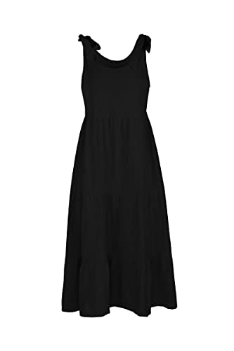 Image of chouyatou Women's Summer Adjustable Spaghetti Strap Solid Ruffle Swing Midi Dress