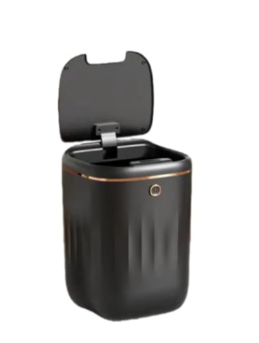 Lamantt誘導ゴミ箱電気ゴミ箱全自動インテリジェント電気センサー蓋付き防水家庭用リビングルームキッチン (黒と金,22L(バッテリー))