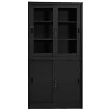 Armadio da ufficio con ante scorrevoli Antracite 90x40x180 cm Acciaio