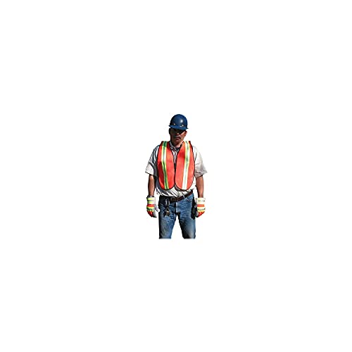 Mcr Safety V201R Orange Safety Vest, 2 In. Reflective Strips, Polyester, Side Straps, One Size #TOP2