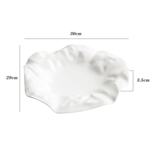 Talerz gastronomiczny, biały ceramiczny plisowany talerz w kształcie handlowym, talerz do restauracji hotelowej, płytki, specjalny talerz
