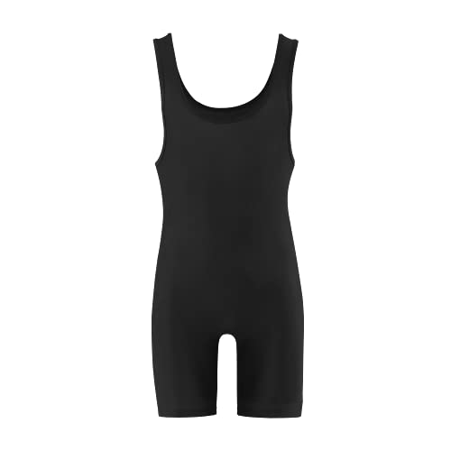 Matman Edge Wrestling Singlet Men Boys Spandex Weightlifting Solid Color (Black, Medium) #TOP4