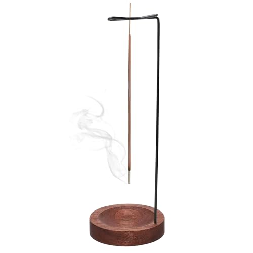 Porte-encens en bois, Support pour bâtons d'encens en bois retourné, Support pour encens avec base ronde pour porte-encens pour décoration de la maison, yoga,...