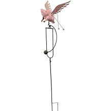 Red Carpet Studios Garden Stake Metal Rocker Gardening Yard Art, 51" Tall, Flying Pig