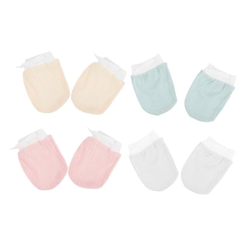 JEWEDECO Mittens for Newborns Baby Mittens No-scratch Design 4 Pairs Comfortable Safe
