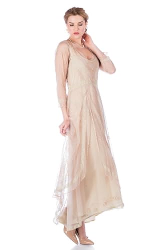 Nataya 40163 Women's Downton 1920S Vintage Style Wedding Party Dress In Vintage (Xl) Beige #TOP17