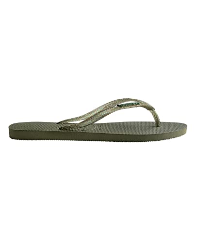 Chinelo Havaianas Slim Logo Metallic Feminino, Musgo, 37/38