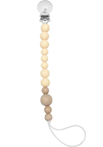 Image of Colour Block Pacifier Clip – Food-Grade Silicone Soother Holder & Teether Strap – Secure, Non-Toxic Binky Clip for Babies – Durable, Stylish, and Easy to Clean – Unisex Baby Accessory - Coconut Milk