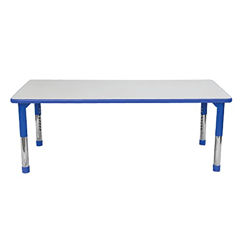 Image of Children's Factory, AB6554PB, As We Grow School Table, 30 inchx60 inch Adjustable Height 16 inch-22 inch H, Gray-Blue, Kids Daycare, Preschool or Classroom Study & Activity Table