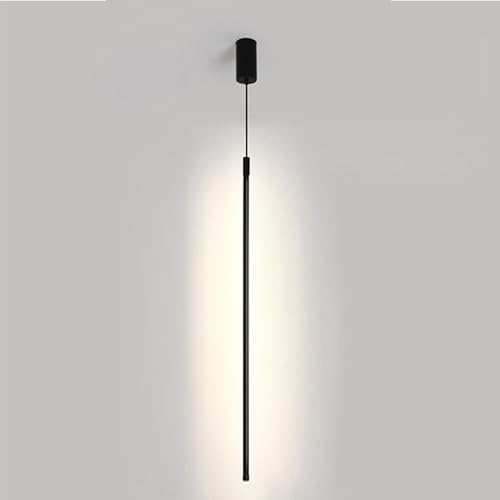 SXSHEYS Lámpara Colgante Lineal Negra de Tubo Largo, lámpara de Techo Minimalista para Dormitorio, mesita de Noche, para Sala de Estar, Oficina, cafetería o Bar.