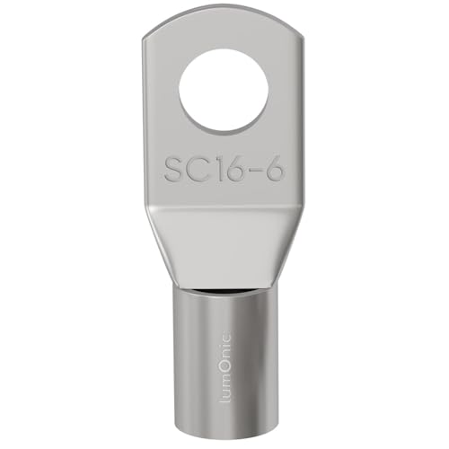 Lumonic 10x El cable tubular 16mm² en blanco | M6 | Cobre estañado | Conexión segura del cable sin soldaduras | SC16-6, Juego de 10 terminales de cable crimpados, conectores crimpados |